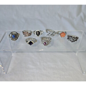 Fashion Stretch Gemstone Rings 8 Piece Bundle Deal Women's 8 to 9